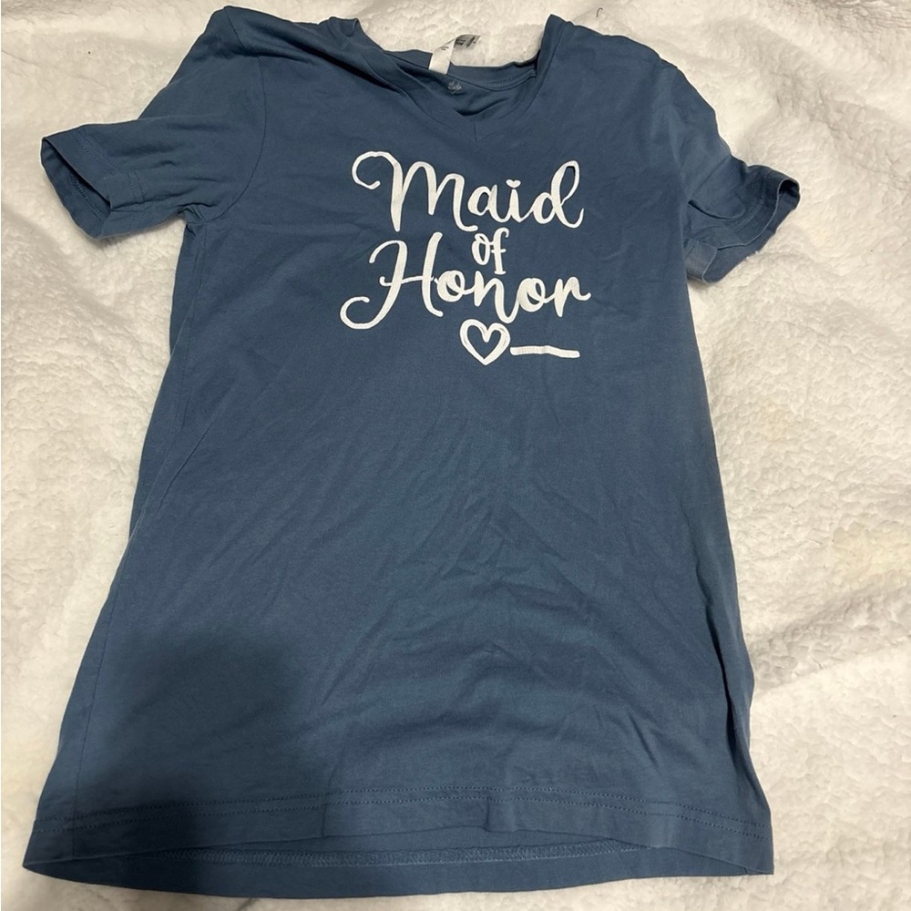 Bella Canvas Blue 'Maid of Honor' Short Sleeve Tee